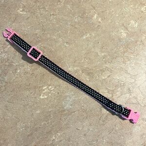 Small Dog Collar With Black & Pink Polka Dots Gently Used